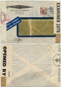 SWITZERLAND WW2 DOUBLE CENSORED 1943 IDEAL FILM ADVERT ENV.AIRMAIL 3rd REICH +GB - Picture 1 of 3