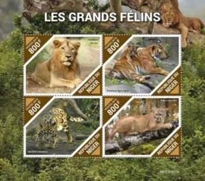 Níger - 2019 grandes gatos en estampillas 4 hojas de estampillas NIG190412a - Imagen 1 de 1