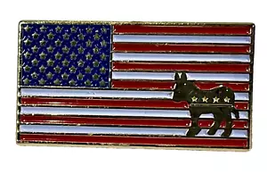 American Flag Democrat Donkey Patriotic Enamel Lapel Hat Pin Gold Tone 10mm NEW - Picture 1 of 7