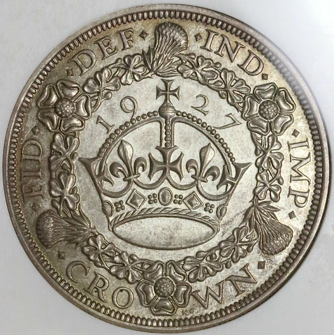 1927 NGC PF 62 George V Crown Great Britain Proof Wreath Silver Coin (22050603C) Cover
