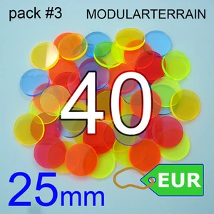 40x 25mm Round Base 3mm Color Fluor Acrylic Socle War Hammer 40k Infinity AOS - Imagen 1 de 7