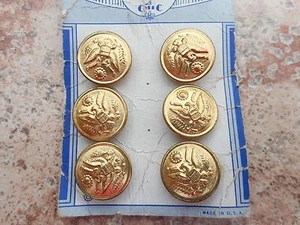 Brand New,Vintage 70s, US Army,Uniform Gold-Tone,Replacement Buttons 6 Pcs/Shank - Picture 1 of 8