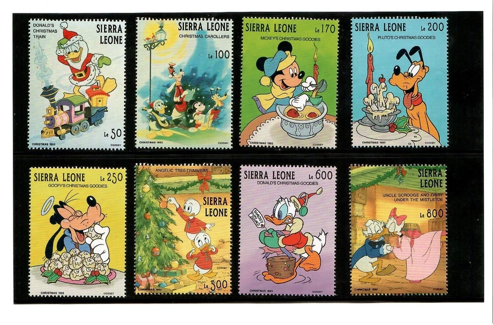 Sierra Leona 1993 - Disney - Navidad - Juego de 8 estampillas - Scott #1692-9 - MNH Foto 1 de 1