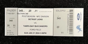RARE 2023-24 Detroit Lions Tampa Bay Buccaneers Playoff Game Full Ticket Stub - Picture 1 of 2