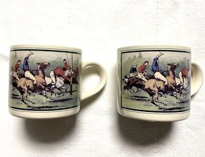 Set of 2 Polo Ralph Lauren 12oz Ceramic Cups Thoroughbred Horse Mugs Equestrian - Picture 1 of 4