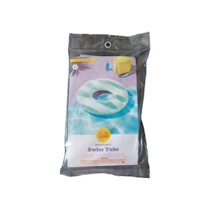 Ciambella tubo nuoto gonfiabile Sun Squad diametro 31" 8,5"H galleggiante come nuova strisce 9+ - Foto 1 di 3