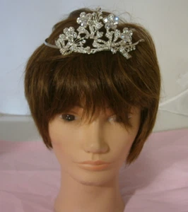 Wedding Hair Accessory Hairpiece Tiara Crystals Silver Tone - Picture 1 of 11