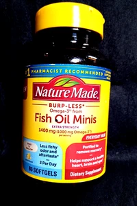 NATURE MADE..1,400mg FISH OIL..1000mg OMEGA-3..HEART HEALTH..80 MINIGELS..SEP 25 - Picture 1 of 1