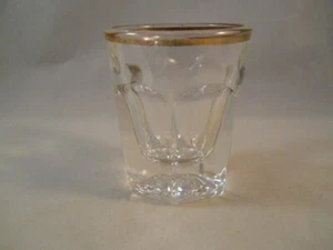 VINTAGE SHOT GLASS WITH GOLD BAND AROUND TOP - Picture 1 of 6