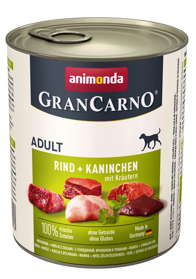 animonda GranCarno Adult Rind Kaninchen Kräutern 6x 800 g Hundefutter Nassfutter - Bild 1 von 1