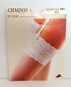 Charnos Bridal Stockings White 10 Denier Size Medium Brand New in Package - Picture 1 of 2
