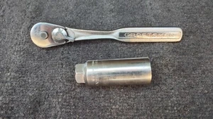 Vintage Craftsman 3/8" Ratchet w/Oil Port 13/16" Spark Plug Socket -V- USA Made - Picture 1 of 13