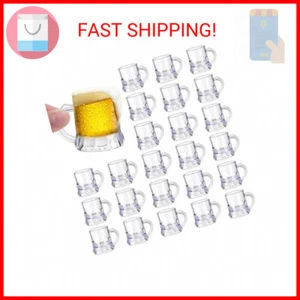 24 Pieces Mini Plastic Beer Mugs 1 Ounce Mini Beer Mug Shot Glasses with Handles - Picture 1 of 2