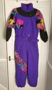 Vintage besonders Nicolle Skianzug lila neon Retro 80er/90er UK 14 Schneeanzug - Bild 1 von 10