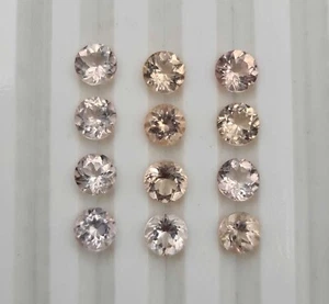 Lote de 4 piedras preciosas sueltas de morganita natural de buena calidad 2 quilates 5 mm - Imagen 1 de 6