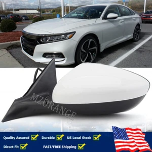 White Driver Side Mirror 3Pin Manual Fold For Honda Accord 2018 2019 2020-2022 - Picture 1 of 12