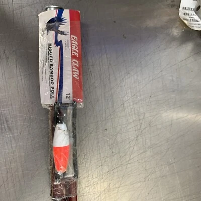 Vintage Eagle Claw Bamboo Cane Fishing Rod with Bobber, Hook, Line and Sinker - Image 1 of 4