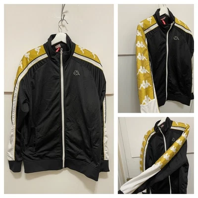 Chaqueta Kappa Athletic Track Cremallera Completa Para Hombre Talla XL Negra Dorada Blanca Colorblock Foto 1 de 4