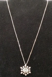 Sterling Silber & Diamanten Schneeflocke Anhänger & Halskette 18" - Bild 1 von 5