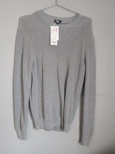 Rare Vintage Uniqlo Gray Cotton Cashmere Blend Knit Crewneck Sweater, Mens S - Picture 1 of 5