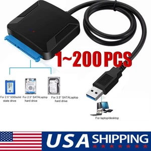 LOTE de Adaptador de Corriente Lector de Disco Duro Externo USB 3.0 a SATA 2.5" 3.5" HDD SSD - Imagen 1 de 17