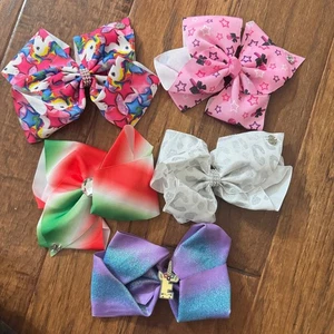 5*Jojo Siwa Inspired Hair Bows Unicorn Watermelon Star Print OLD STOCK christmas - Picture 1 of 2