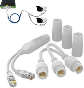Ethernet Splitter, Wasserdicht PoE Combiner Splitter Adapter, Run 2 IP Weiß - Bild 1 von 7