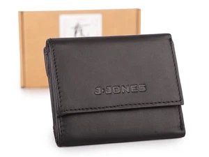 J Jones Damen Geldbörse klein Schwarz Echt Leder Portemonnaie Börse Geldbeutel - Bild 1 von 5