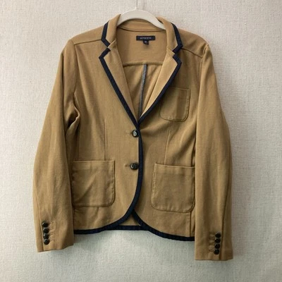 Blazer ecuestre Lands' End para mujer 8P camel 100 % algodón azul marino tubo Preppy Foto 1 de 4