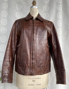 Vintage BANANA REPUBLIC TRAVEL & SAFARI Talla Hombre Med. Chaqueta de cuero DISTRESS - Imagen 1 de 12
