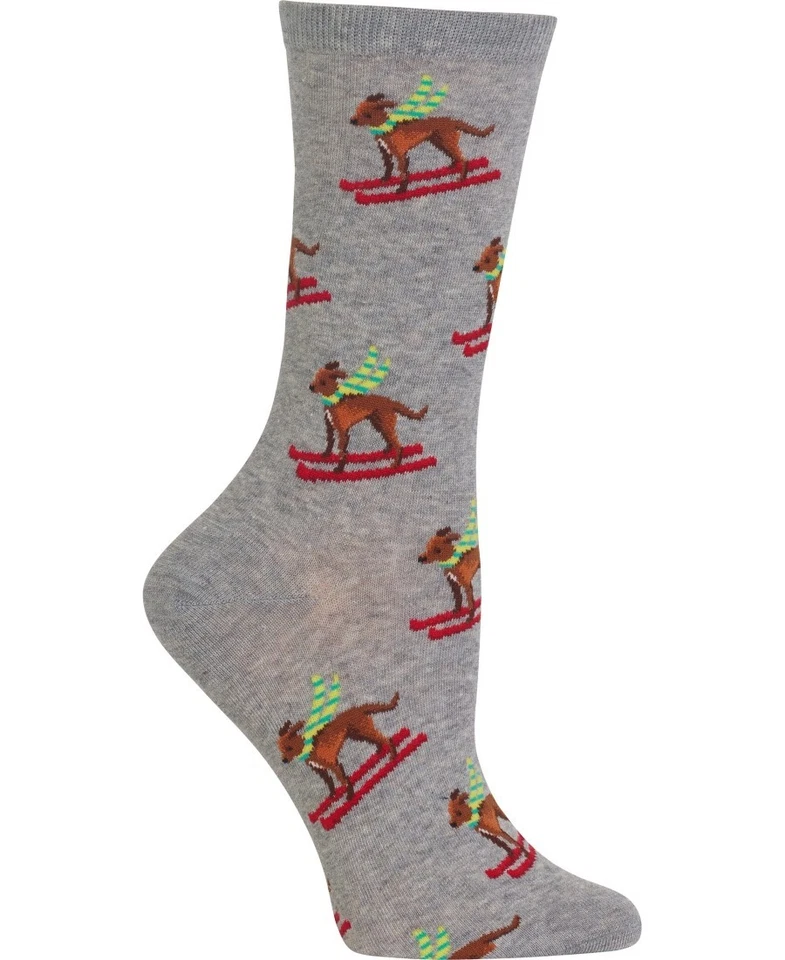 Hot Sox 女式滑雪狗船袜,女式鞋码 4-10.5 全新 — 第 1/1 张图片