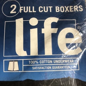 2 Pair Vintage Jockey Life 100 % Cotton Mens Full Cut Boxers Sz LARGE 36-38 - Picture 1 of 7