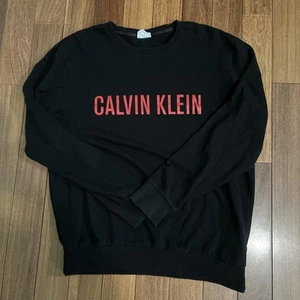 Calvin Klein Men's Black Long-Sleeve Crew-Neck Logo Pullover Sleep Sweater L - Picture 1 of 6