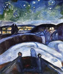 Edvard Munch Starry Night Giclee Print on Canvas 8x10 Fine Quality Wall Art Deco - Picture 1 of 2