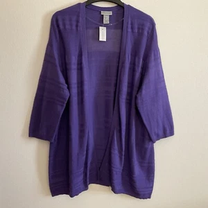 Catherines Cardigan Purple Open Front Women Plus Size 1X - Picture 1 of 7