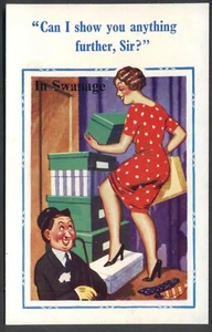 Hilfreiche weibliche Assistentin & Leering-Kunde. Vintage McGill Comic Postkarte - Bild 1 von 1