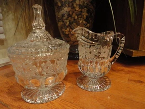 Kristallklarglas Sahne & Zucker geschliffen & geätzt floral Vintage - Bild 1 von 12