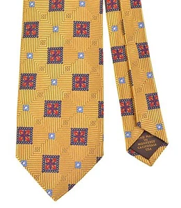 Corbata de seda geométrica tejida medallón amarillo mejor de su clase Robert Talbott - Imagen 1 de 1