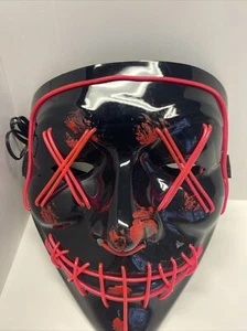Halloween Clubbing Light Up LED Mask Costume Rave Cosplay Party Purge 3 Modes - Picture 1 of 3