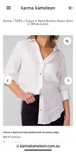 Karma Kameleon white 100% linen Toyko Sunny Girl shirt XL 14 - Picture 1 of 6