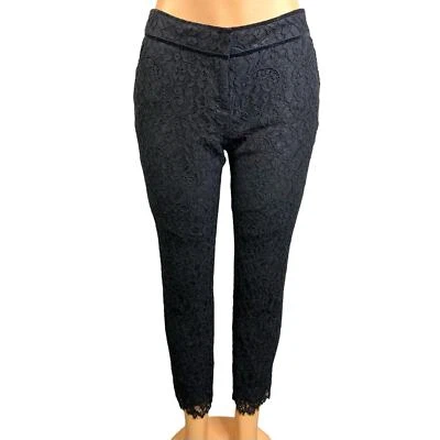 Vineyard Vines Women’s Size 4 Jet Black Slim Lace Ankle Pants Mid Rise Cocktail - Image 1 of 4