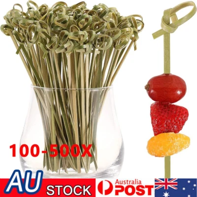 100-500pcs Disposable Bamboo Knot Skewers Cocktail Picks for Snacks Sandwiches - image 1 of 4