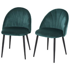 Set 2 Sedie per Sala da Pranzo Imbottite Design Nordico Velluto Verde