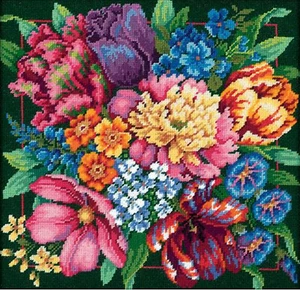 Needlepoint Kit Dimensions Floral Splendor Bright & Colorful Flowers #72-120011 - Picture 1 of 6