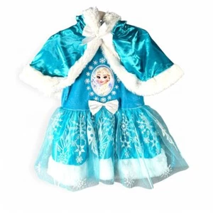 Disney Frozen Princess Dress 18M Costume with Cape Snowflake Tulle Dress Cosplay - Picture 1 of 12