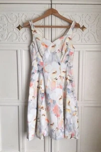 Coast pink white multicoloured pastel floral pattern print prom dress VGC S 6 8 - Picture 1 of 5