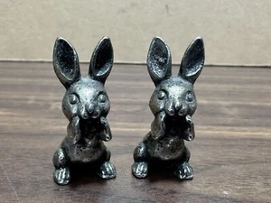 Pewter Easter Bunny Rabbit Hare Whispering Animal Diorama Miniature Art Figurine - Picture 1 of 5