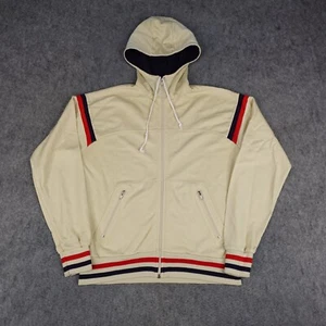 Vintage Kurt Thomas Jacket Mens Large Cream Red Blue Track Hoodie Gymnast 1970s - Picture 1 of 20