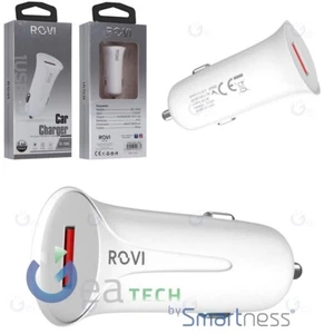 Rovi Charger for Car 1 Carries USB 2.4A Adapter Qualcomm 3.0 White - Picture 1 of 1