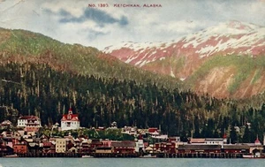 No 1380 Ketchika Mountain View and Town Alaska AK Postcard - Picture 1 of 2